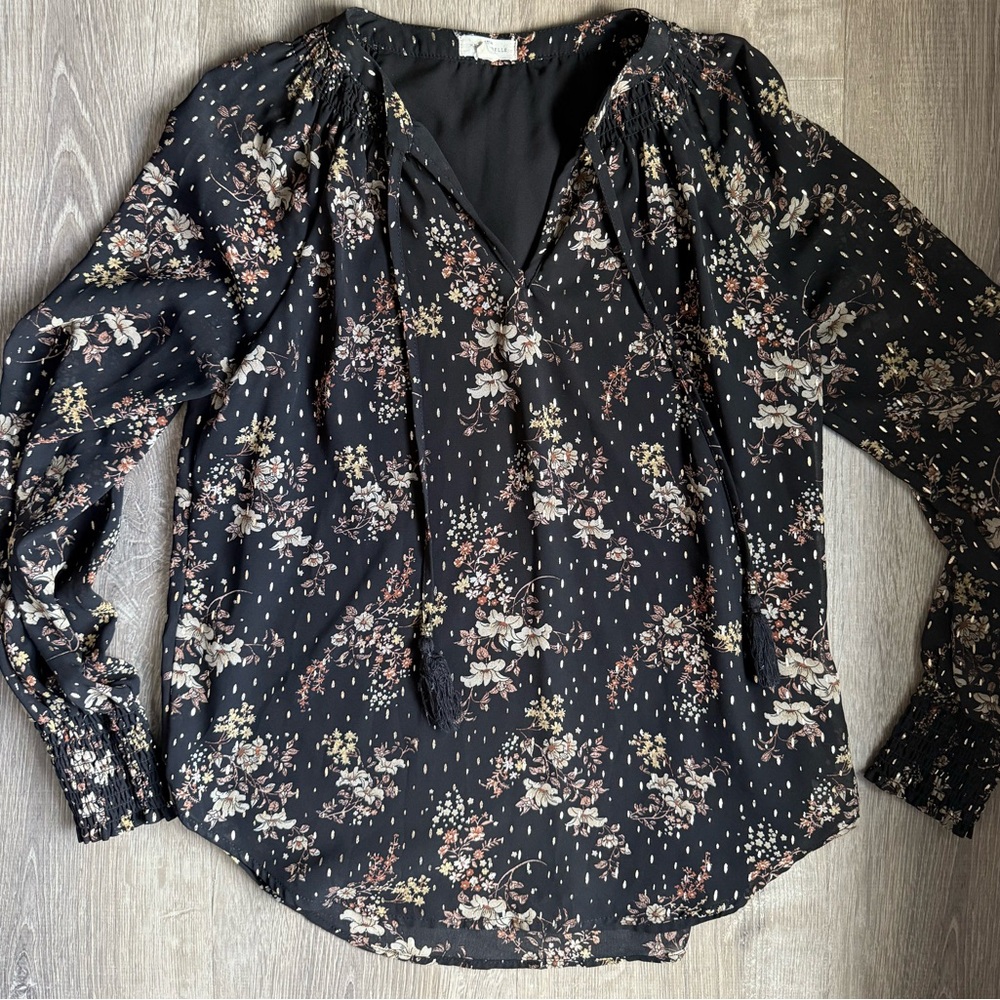 Elegant Floral Black Blouse